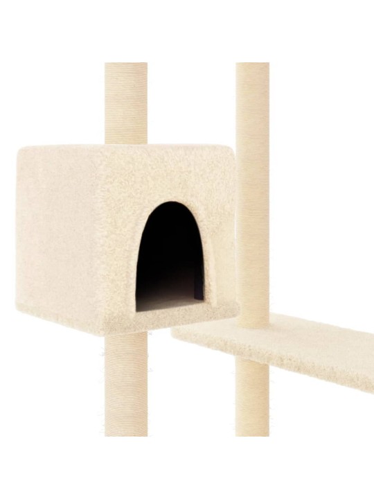 Škrabadlo pro kočky se škrabacími sloupky krémové 82 cm