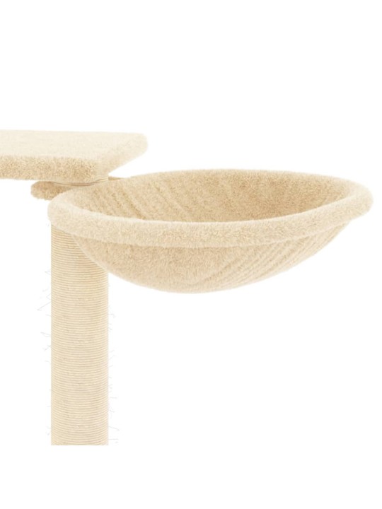 Škrabadlo pro kočky se škrabacími sloupky krémové 82 cm