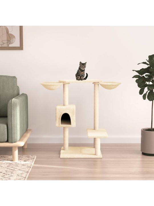 Škrabadlo pro kočky se škrabacími sloupky krémové 82 cm