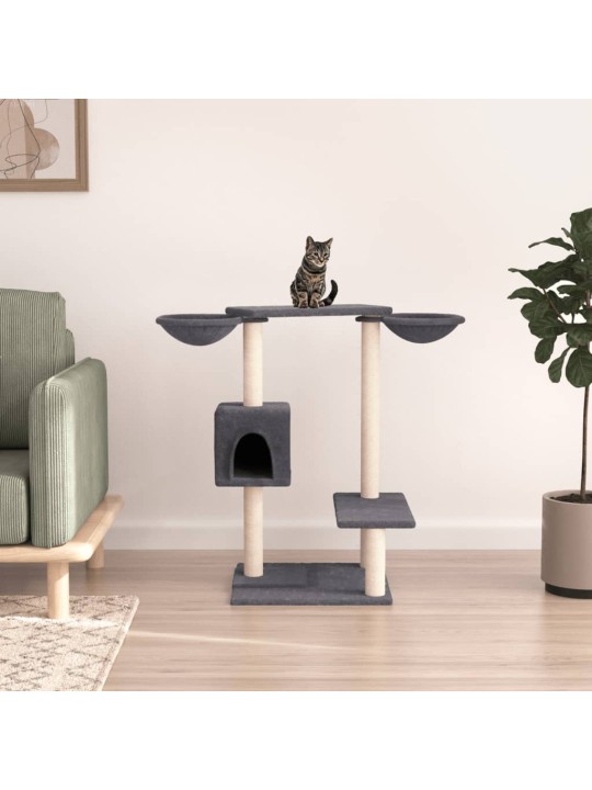 Škrabadlo pro kočky se škrabacími sloupky tmavě šedé 82 cm