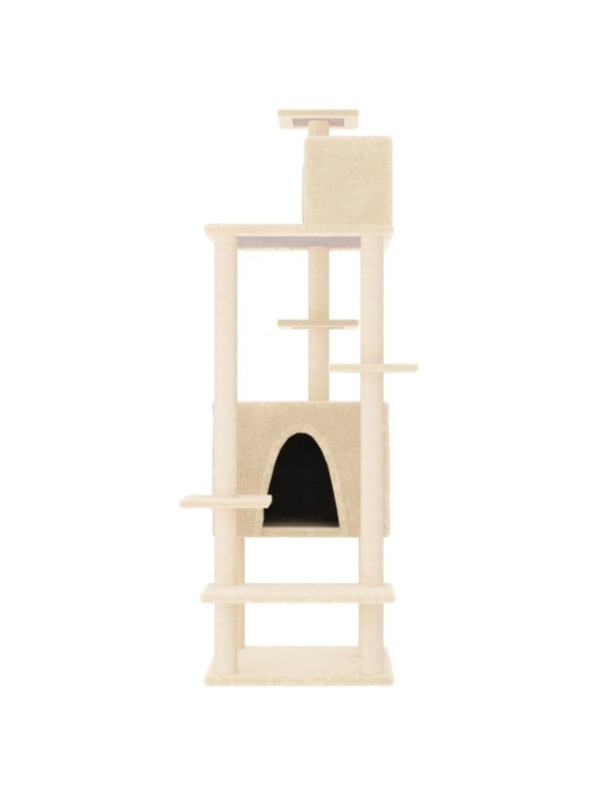 Škrabadlo pro kočky se sisalovými sloupky krémové 154 cm