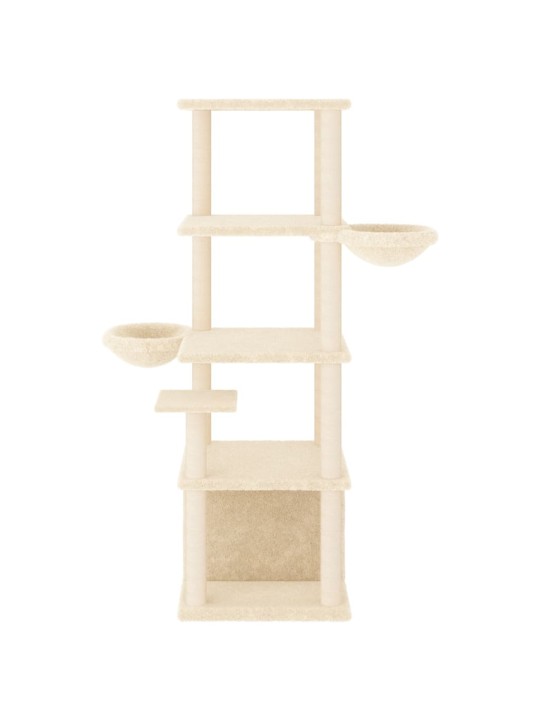 Škrabadlo pro kočky se sisalovými sloupky krémové 147 cm