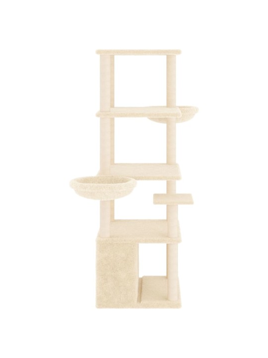 Škrabadlo pro kočky se sisalovými sloupky krémové 147 cm