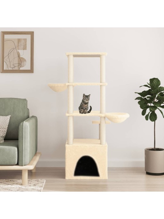 Škrabadlo pro kočky se sisalovými sloupky krémové 147 cm