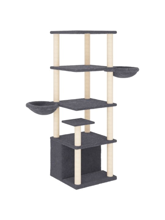 Škrabadlo pro kočky se sisalovými sloupky tmavě šedé 147 cm