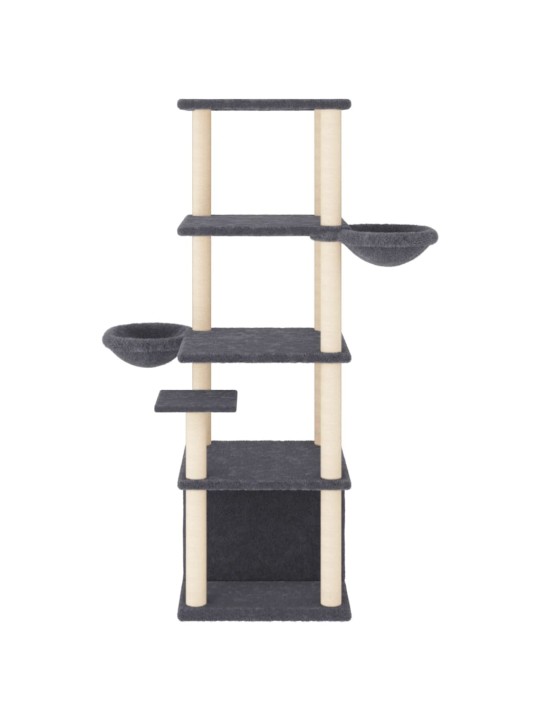 Škrabadlo pro kočky se sisalovými sloupky tmavě šedé 147 cm