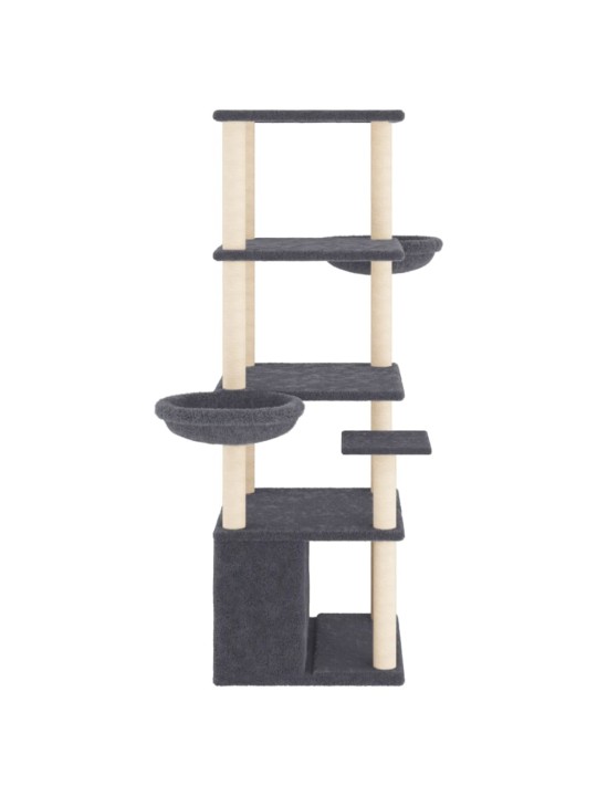 Škrabadlo pro kočky se sisalovými sloupky tmavě šedé 147 cm