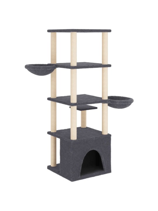 Škrabadlo pro kočky se sisalovými sloupky tmavě šedé 147 cm