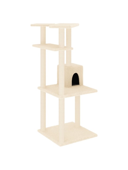 Škrabadlo pro kočky se sisalovými sloupky krémové 123 cm