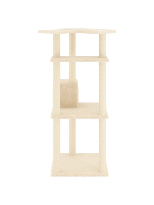 Škrabadlo pro kočky se sisalovými sloupky krémové 123 cm