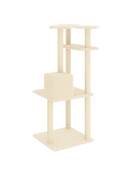 Škrabadlo pro kočky se sisalovými sloupky krémové 123 cm