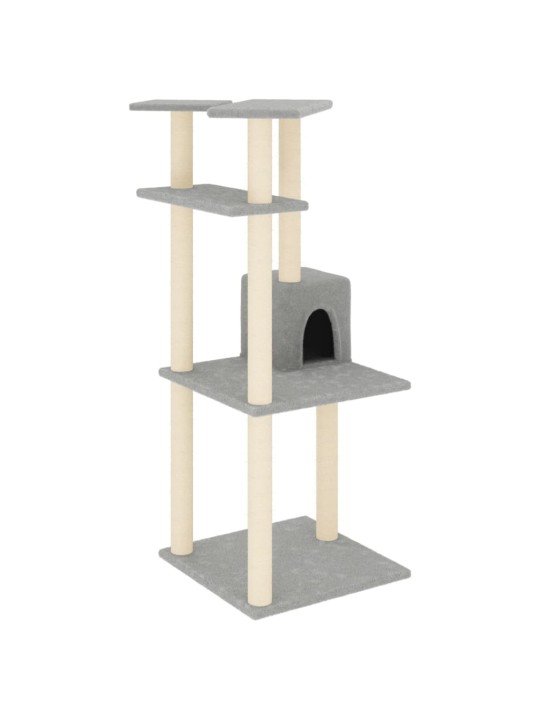 Škrabadlo pro kočky se sisalovými sloupky světle šedé 123 cm