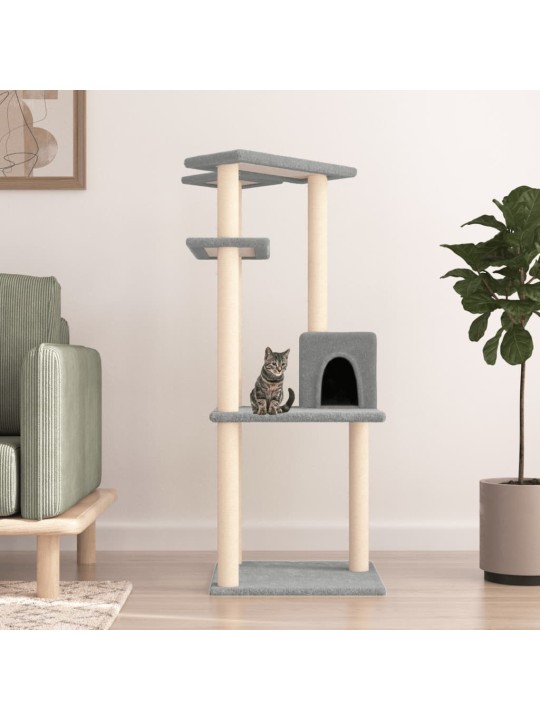 Škrabadlo pro kočky se sisalovými sloupky světle šedé 123 cm