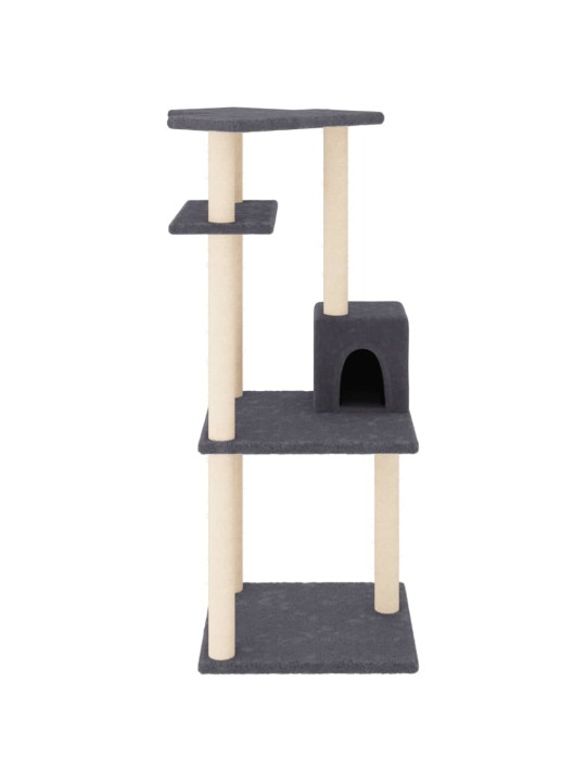Škrabadlo pro kočky se sisalovými sloupky tmavě šedé 123 cm