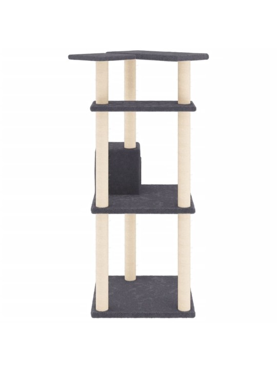 Škrabadlo pro kočky se sisalovými sloupky tmavě šedé 123 cm