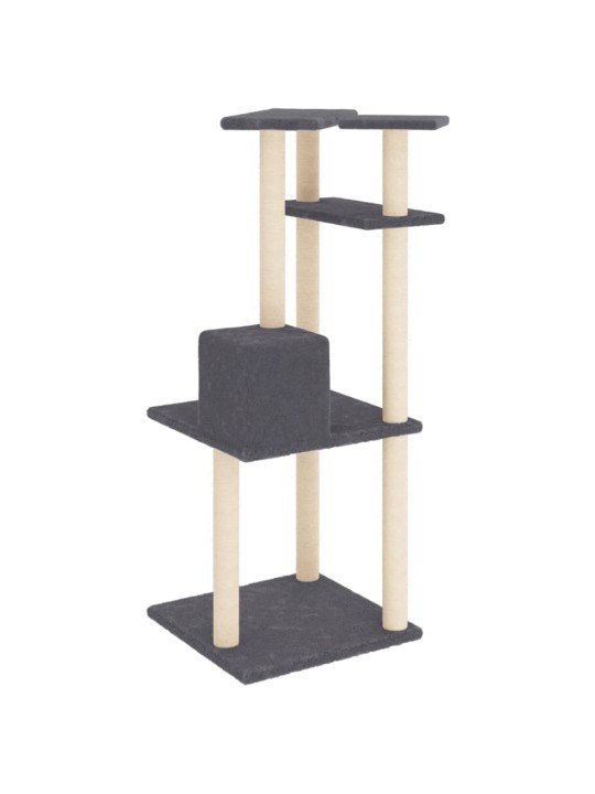 Škrabadlo pro kočky se sisalovými sloupky tmavě šedé 123 cm