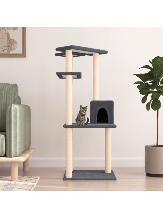 Škrabadlo pro kočky se sisalovými sloupky tmavě šedé 123 cm