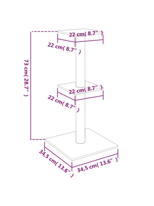 Škrabadlo pro kočky se sisalovými sloupky krémové 73 cm