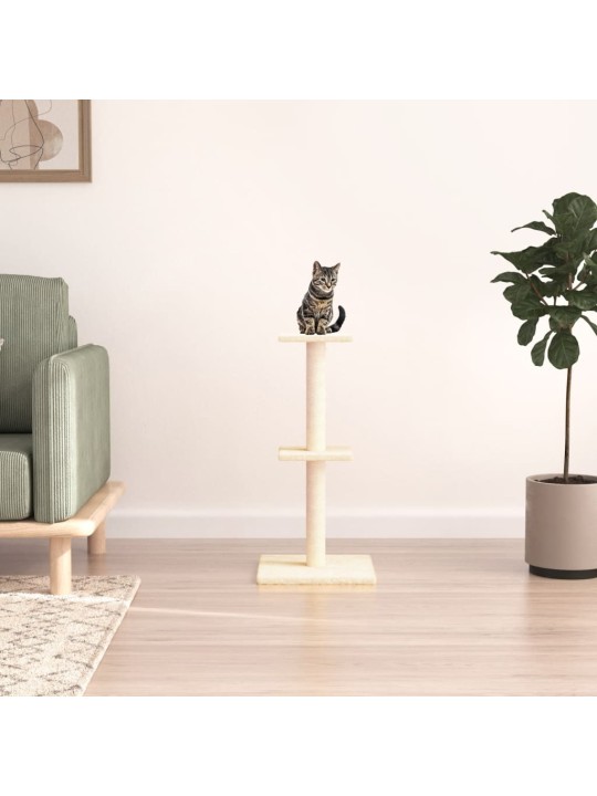 Škrabadlo pro kočky se sisalovými sloupky krémové 73 cm