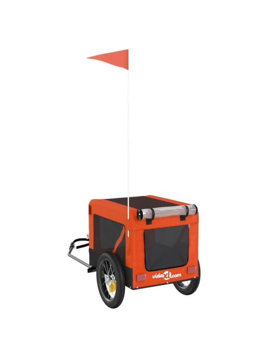 Vozík za kolo pro psa oranžový a černý oxfordská tkanina/železo