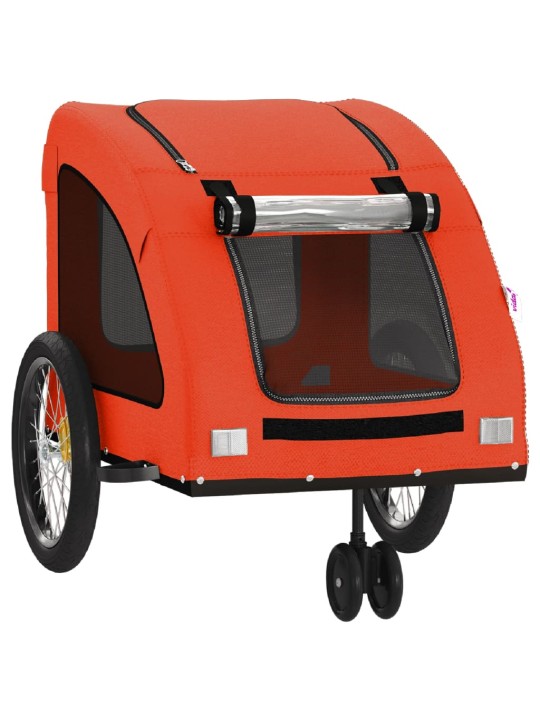 Vozík za kolo pro psa oranžový a šedý oxfordská tkanina/železo