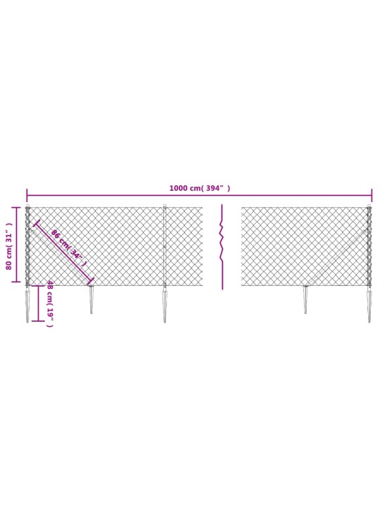 Drátěné pletivo s kotevními hroty zelené 0,8 x 10 m