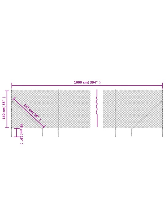 Drátěné pletivo s kotevními hroty zelené 1,4 x 10 m