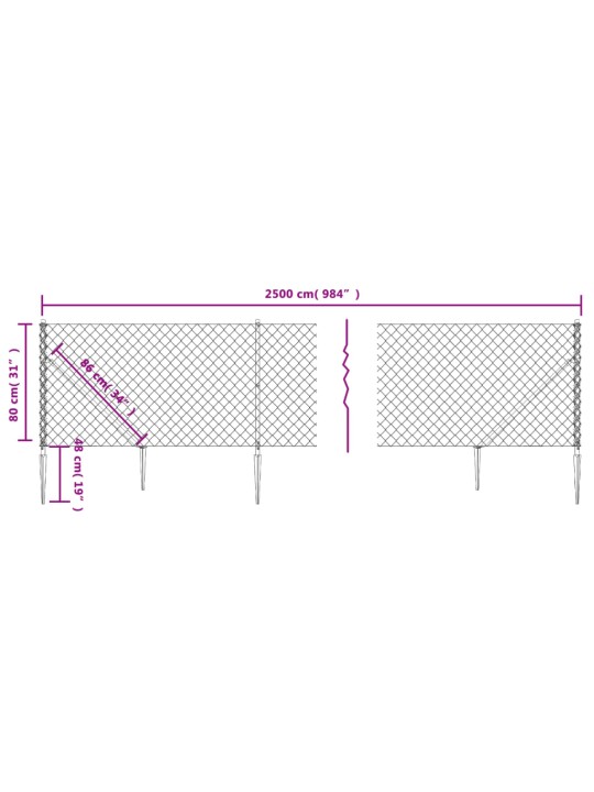 Drátěné pletivo s kotevními hroty zelené 0,8 x 25 m