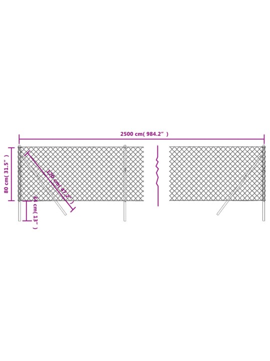 Drátěné pletivo antracitové 0,8 x 25 m