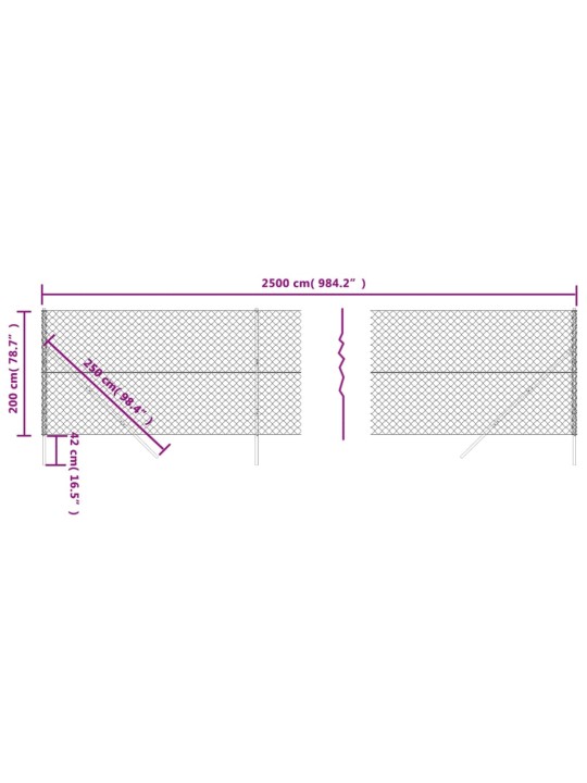 Drátěné pletivo antracitové 2 x 25 m