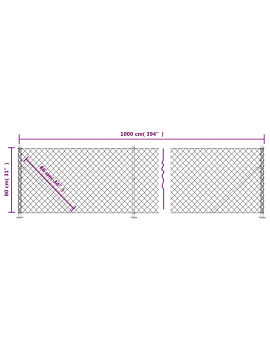 Drátěné pletivo s přírubami antracitové 0,8 x 10 m