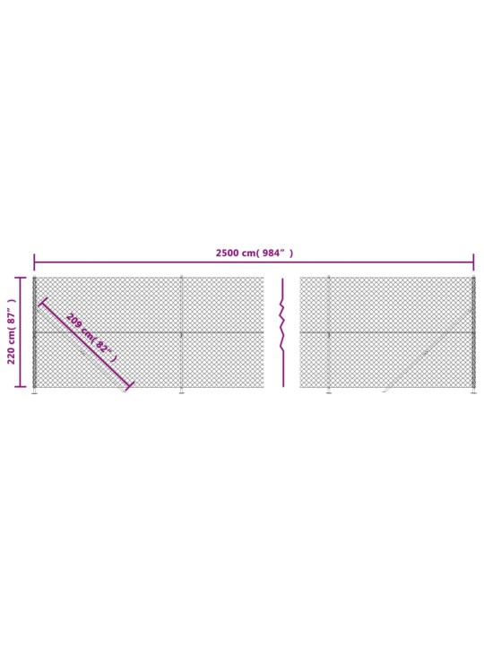 Drátěné pletivo s přírubami stříbrné 2,2 x 25 m