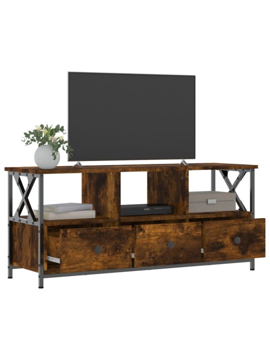 TV skříňka kouřový dub 102x33x45 cm kompozitní dřevo a železo