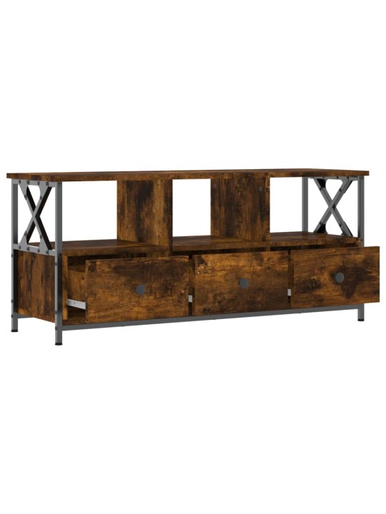 TV skříňka kouřový dub 102x33x45 cm kompozitní dřevo a železo