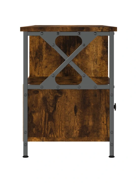 TV skříňka kouřový dub 102x33x45 cm kompozitní dřevo a železo