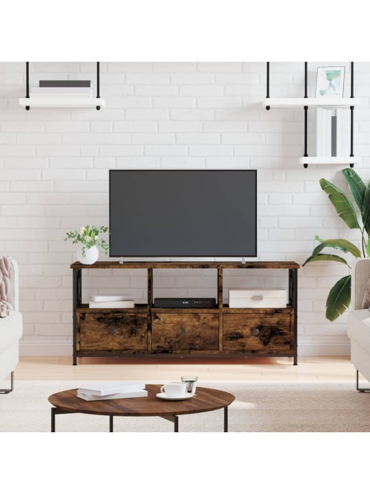TV skříňka kouřový dub 102x33x45 cm kompozitní dřevo a železo