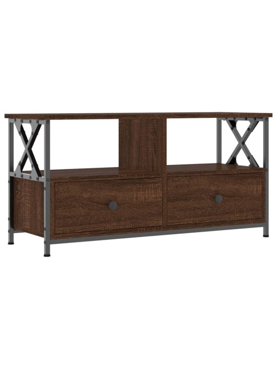 TV skříňka hnědý dub 90 x 33 x 45 cm kompozitní dřevo a železo