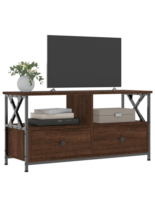 TV skříňka hnědý dub 90 x 33 x 45 cm kompozitní dřevo a železo