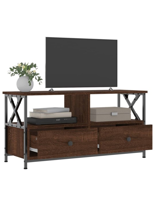 TV skříňka hnědý dub 90 x 33 x 45 cm kompozitní dřevo a železo