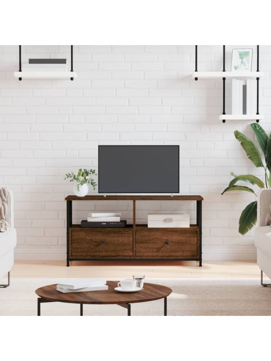 TV skříňka hnědý dub 90 x 33 x 45 cm kompozitní dřevo a železo