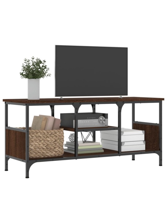 TV skříňka hnědý dub 100 x 35 x 45 cm kompozitní dřevo a železo