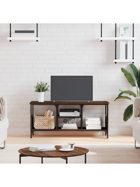 TV skříňka hnědý dub 100 x 35 x 45 cm kompozitní dřevo a železo