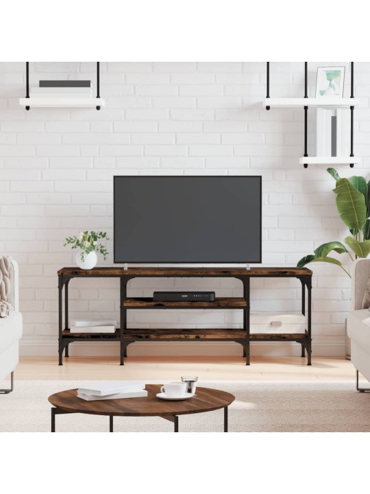 TV stolek kouřový dub 121x35x45 cm kompozitní dřevo a železo