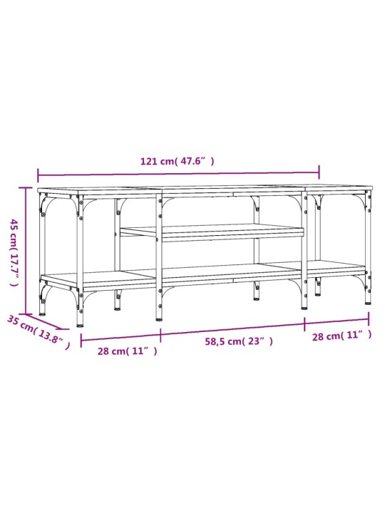 TV stolek šedý sonoma 121x35x45 cm kompozitní dřevo a železo