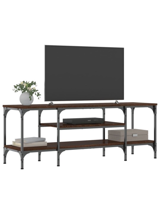 TV stolek hnědý dub 121 x 35 x 45 cm kompozitní dřevo a železo