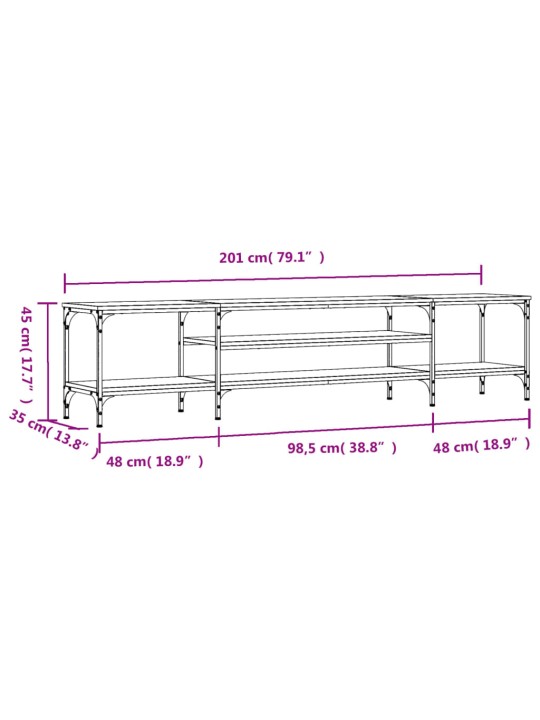 TV stolek černý 201 x 35 x 45 cm kompozitní dřevo a železo
