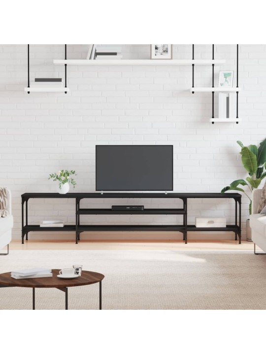 TV stolek černý 201 x 35 x 45 cm kompozitní dřevo a železo