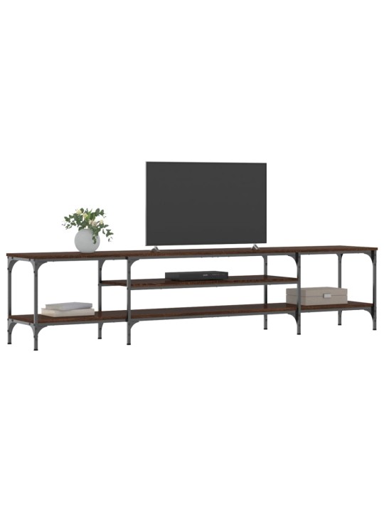 TV stolek hnědý dub 201 x 35 x 45 cm kompozitní dřevo a železo
