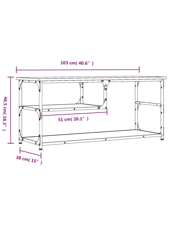 TV skříňka šedá sonoma 103x38x46,5 cm kompozitní dřevo a ocel