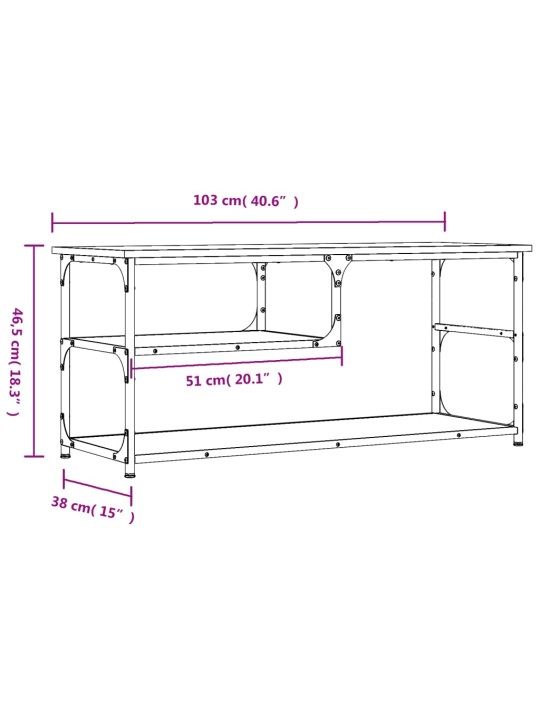 TV skříňka hnědý dub 103 x 38 x 46,5 cm kompozitní dřevo a ocel